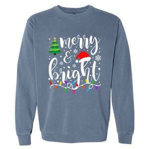 Merry And Bright Christmas Lights Funny Family Christmas Garment-Dyed Sweatshirt