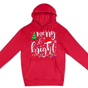 Merry And Bright Christmas Lights Funny Family Christmas Premium Pullover Hoodie