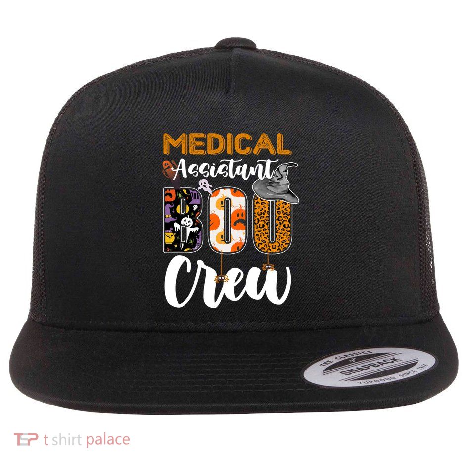 Medical Assistant Boo Crew Halloween Matching Med Asst Funny Gift Flatbill Hat