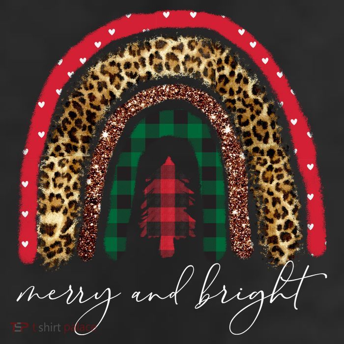 Merry And Bright Christmas Rainbow Festive 7 Panel Mesh Trucker Snapback Hat