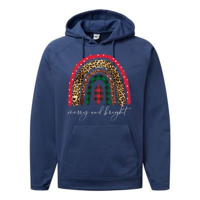 Merry And Bright Christmas Rainbow Festive Performance Fleece Hoodie