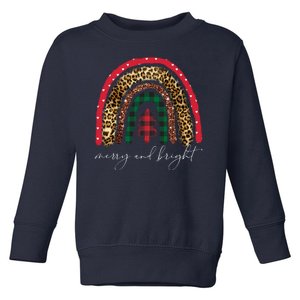 Merry And Bright Christmas Rainbow Festive Toddler Sweatshirt