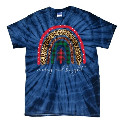 Merry And Bright Christmas Rainbow Festive Tie-Dye T-Shirt