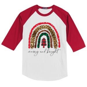 Merry And Bright Christmas Rainbow Festive Kids Colorblock Raglan Jersey