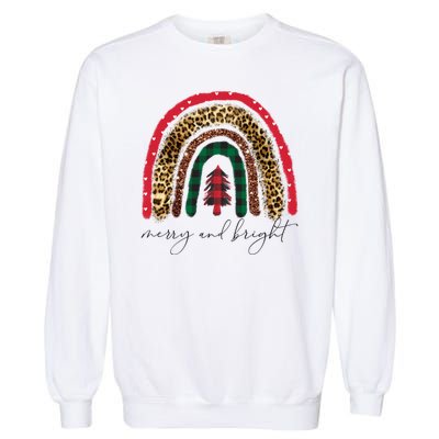 Merry And Bright Christmas Rainbow Festive Garment-Dyed Sweatshirt