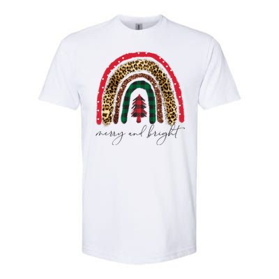 Merry And Bright Christmas Rainbow Festive Softstyle CVC T-Shirt