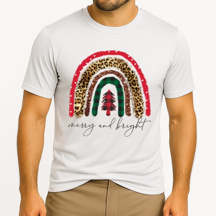 Merry And Bright Christmas Rainbow Festive Cooling Performance Crew T-Shirt