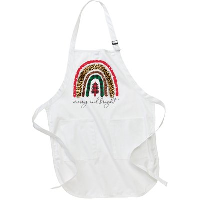 Merry And Bright Christmas Rainbow Festive Full-Length Apron With Pockets