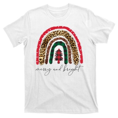 Merry And Bright Christmas Rainbow Festive T-Shirt