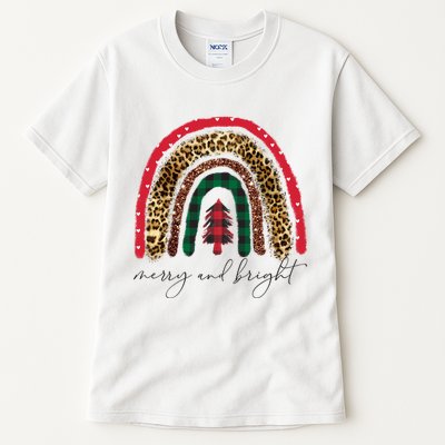 Merry And Bright Christmas Rainbow Festive Tall T-Shirt