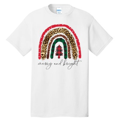 Merry And Bright Christmas Rainbow Festive Tall T-Shirt