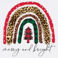 Merry And Bright Christmas Rainbow Festive Button