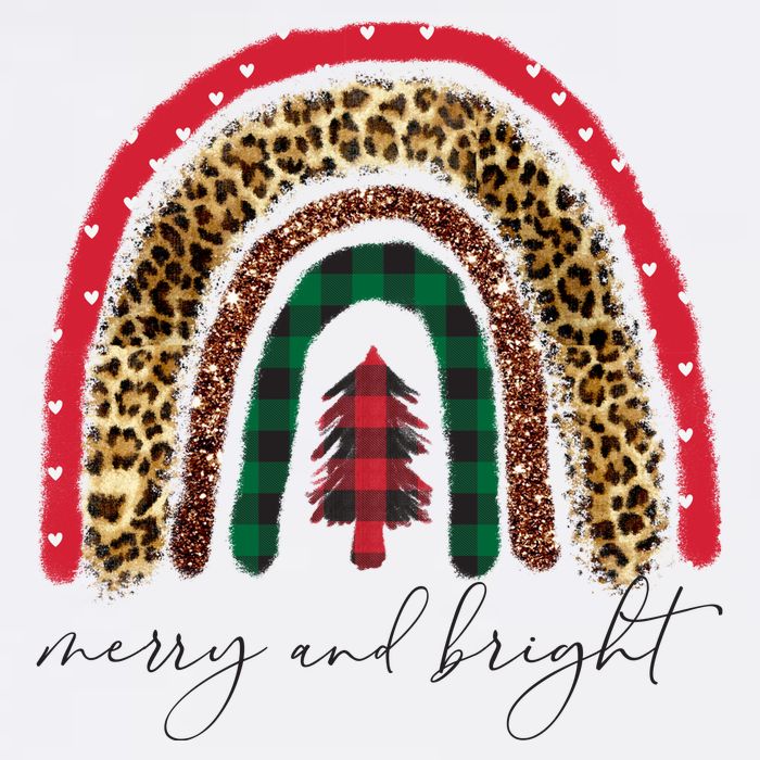 Merry And Bright Christmas Rainbow Festive Button