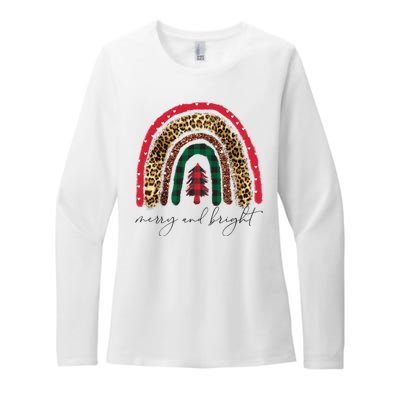 Merry And Bright Christmas Rainbow Festive Womens CVC Long Sleeve Shirt