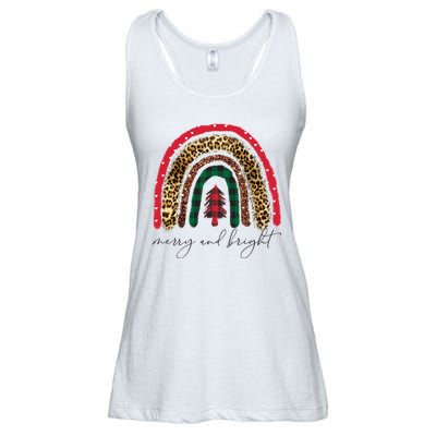 Merry And Bright Christmas Rainbow Festive Ladies Essential Flowy Tank