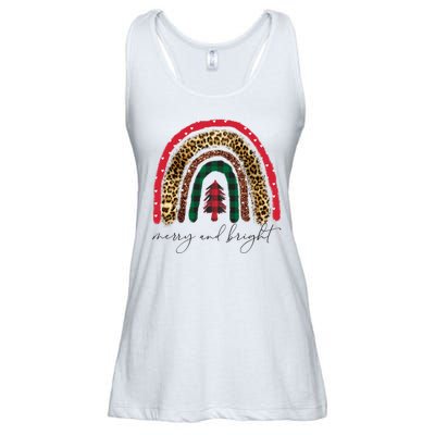 Merry And Bright Christmas Rainbow Festive Ladies Essential Flowy Tank