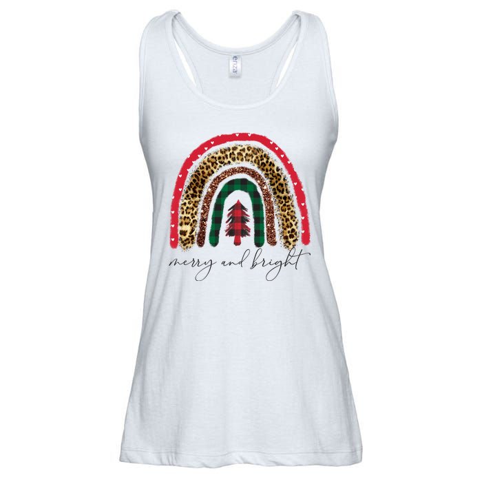 Merry And Bright Christmas Rainbow Festive Ladies Essential Flowy Tank