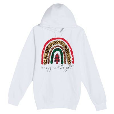 Merry And Bright Christmas Rainbow Festive Premium Pullover Hoodie