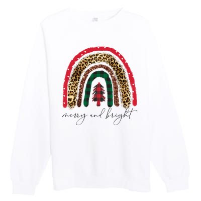 Merry And Bright Christmas Rainbow Festive Premium Crewneck Sweatshirt