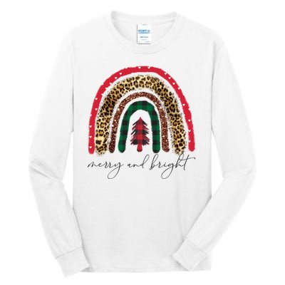 Merry And Bright Christmas Rainbow Festive Tall Long Sleeve T-Shirt