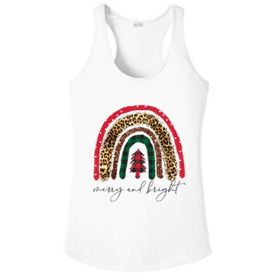 Merry And Bright Christmas Rainbow Festive Ladies PosiCharge Competitor Racerback Tank
