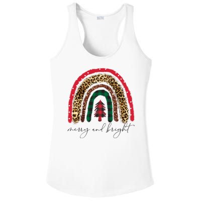 Merry And Bright Christmas Rainbow Festive Ladies PosiCharge Competitor Racerback Tank