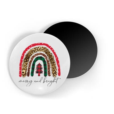 Merry And Bright Christmas Rainbow Festive Magnet