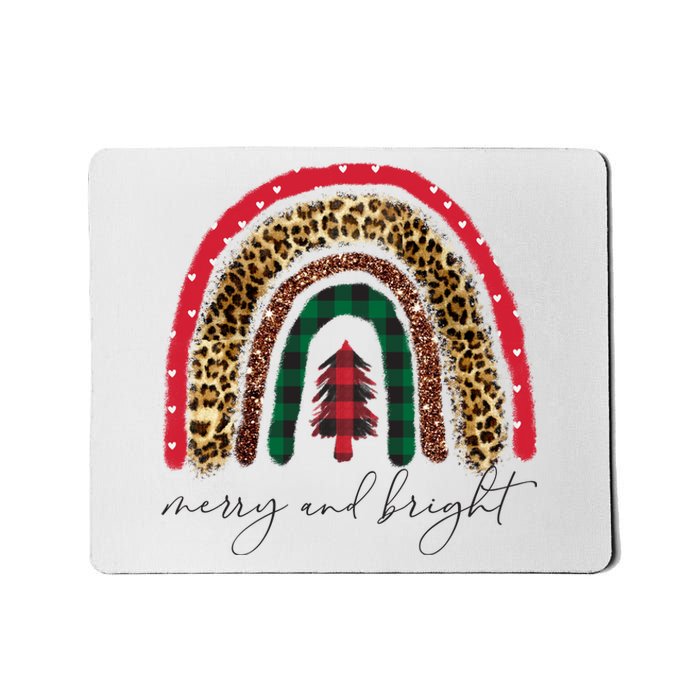 Merry And Bright Christmas Rainbow Festive Mousepad