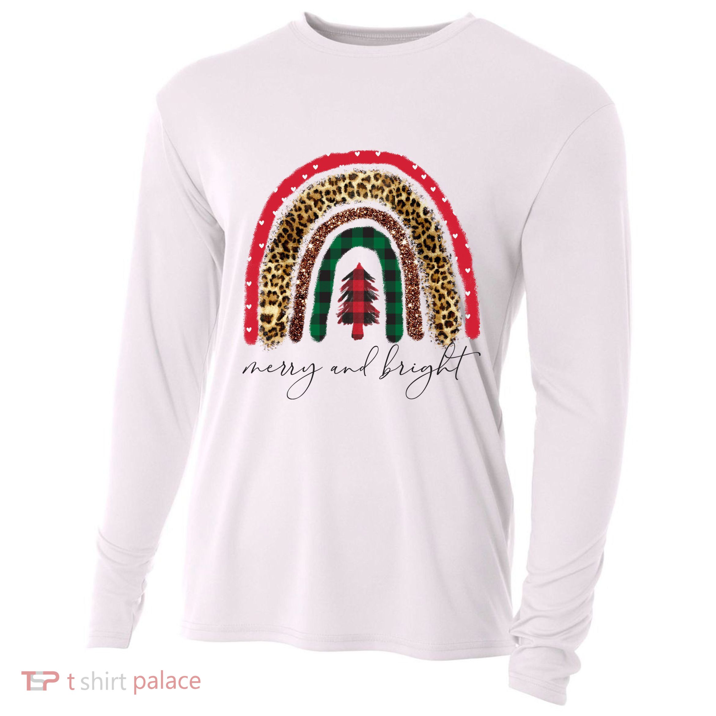 Merry And Bright Christmas Rainbow Festive Cooling Performance Long Sleeve Crew
