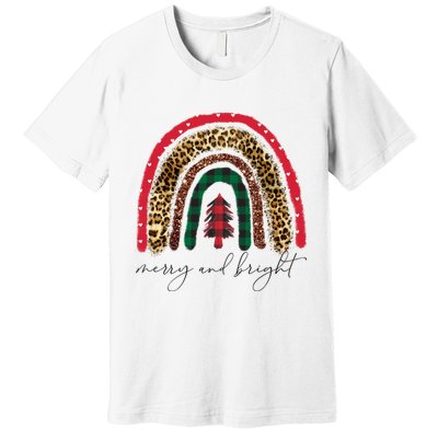 Merry And Bright Christmas Rainbow Festive Premium T-Shirt