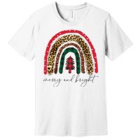 Merry And Bright Christmas Rainbow Festive Premium T-Shirt