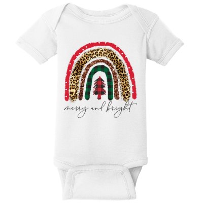 Merry And Bright Christmas Rainbow Festive Baby Bodysuit