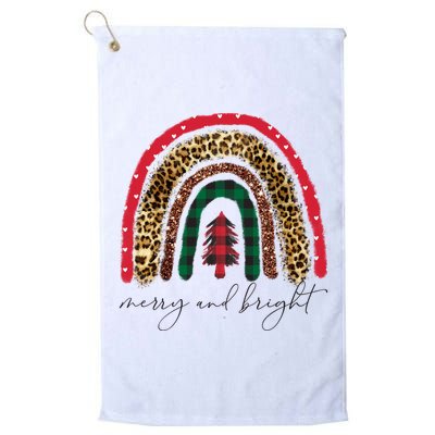 Merry And Bright Christmas Rainbow Festive Golf Towel