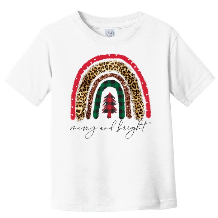 Merry And Bright Christmas Rainbow Festive Toddler T-Shirt