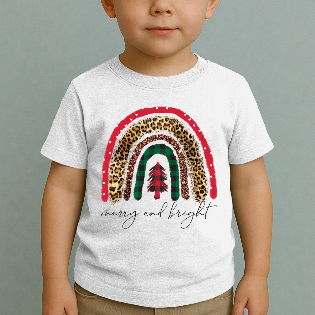 Merry And Bright Christmas Rainbow Festive Toddler T-Shirt