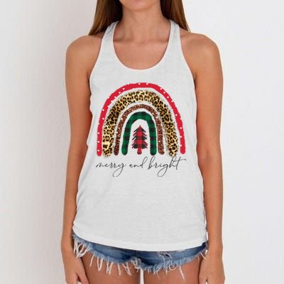 Merry And Bright Christmas Rainbow Festive Women's Knotted Racerback Tank