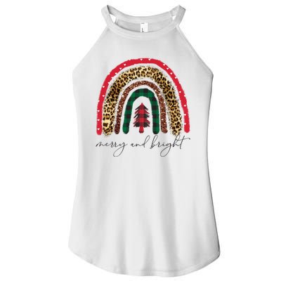 Merry And Bright Christmas Rainbow Festive Women's Perfect Tri Rocker Tank