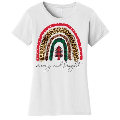 Merry And Bright Christmas Rainbow Festive Women's T-Shirt