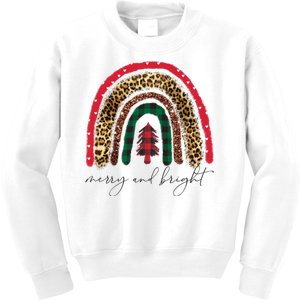 Merry And Bright Christmas Rainbow Festive Kids Sweatshirt