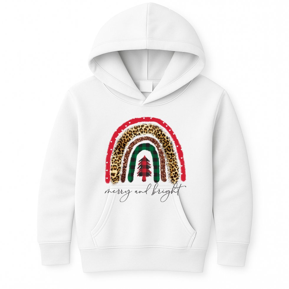 Merry And Bright Christmas Rainbow Festive Kids Hoodie