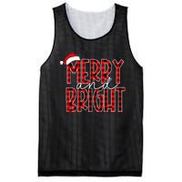 Merry and Bright Buffalo Plaid Red Santa Hat Christmas Xmas  Mesh Reversible Basketball Jersey Tank