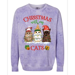 Merry And Bright With Cats Christmas With My Cats Meaningful Gift Colorblast Crewneck Sweatshirt