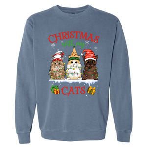 Merry And Bright With Cats Christmas With My Cats Meaningful Gift Garment-Dyed Sweatshirt