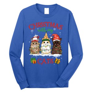 Merry And Bright With Cats Christmas With My Cats Meaningful Gift Long Sleeve Shirt