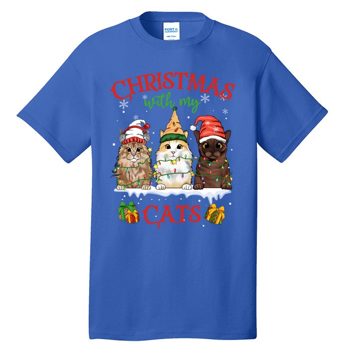 Merry And Bright With Cats Christmas With My Cats Meaningful Gift Tall T-Shirt