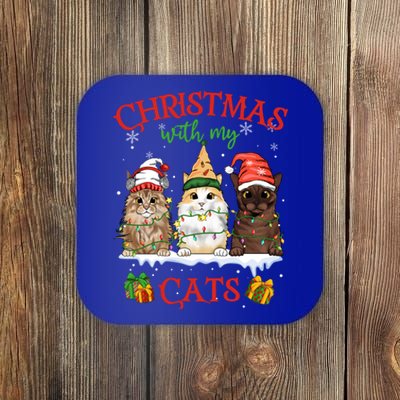 Merry And Bright With Cats Christmas With My Cats Meaningful Gift Coaster