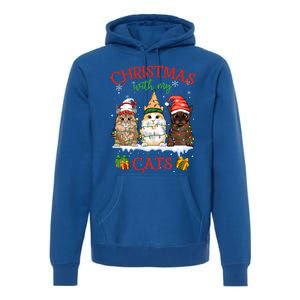 Merry And Bright With Cats Christmas With My Cats Meaningful Gift Premium Hoodie