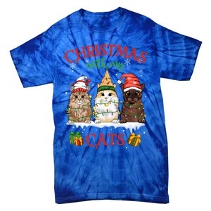 Merry And Bright With Cats Christmas With My Cats Meaningful Gift Tie-Dye T-Shirt