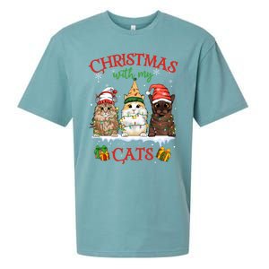 Merry And Bright With Cats Christmas With My Cats Meaningful Gift Sueded Cloud Jersey T-Shirt