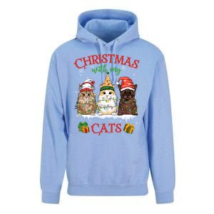 Merry And Bright With Cats Christmas With My Cats Meaningful Gift Unisex Surf Hoodie